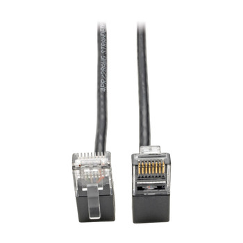 N201-SR1-BK - Tripp Lite Right-Angle Cat6 UTP Patch Cable (RJ45) - M/M, Gigabit, Snagless, Molded, Slim, Black, 0.31 m
