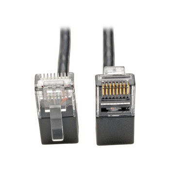 N201-SR2-BK - Tripp Lite Right-Angle Cat6 UTP Patch Cable (RJ45) - M/M, Gigabit, Snagless, Molded, Slim, Black, 0.61 m