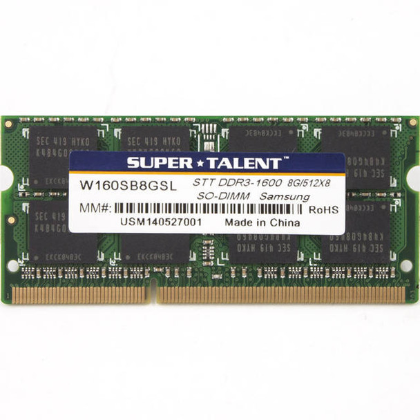 Super Talent DDR3-1600 SODIMM 8GB/512Mx8 CL11 Samsung Chip Notebook Memory
