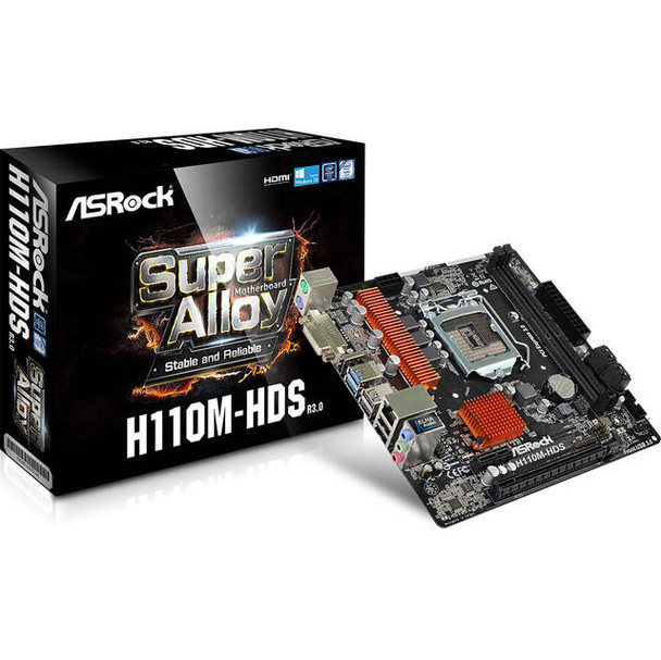 ASRock H110M-HDS R3.0 LGA1151/ Intel H110/ DDR4/ SATA3&USB3.0/ A&GbE/ MicroATX Motherboard