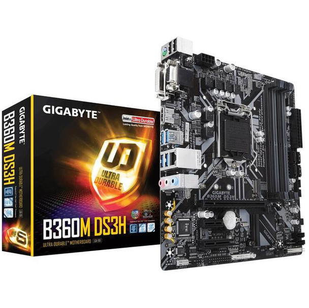 GIGABYTE B360M DS3H LGA1151/ Intel B360/ DDR4/ SATA3&USB3.1/ M.2/ A&GbE/ MicroATX Motherboard