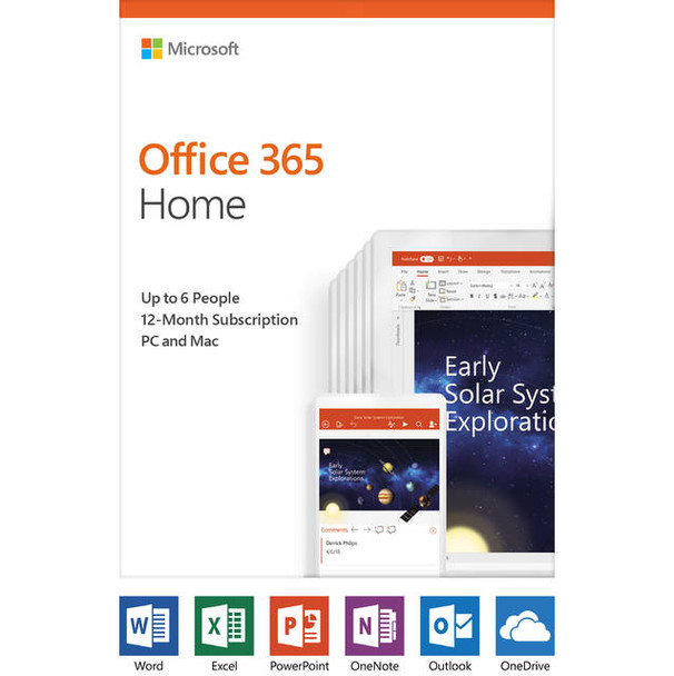 Microsoft Office 365 Home / 12-month subscription, up to 6 people, PC/Mac Key Card