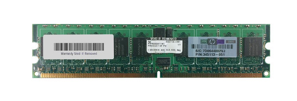 Part No: 345113-051-3 - HP 1GB PC2-3200 DDR2-400MHz ECC Registered CL3 240-Pin DIMM Single Rank Memory Module Part No: 345113-051-3 - HP 1GB PC2-3200 DDR2-400MHz ECC Registered CL3 240-Pin DIMM Single Rank Memory Module