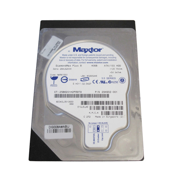 Part No: 294932-001-1 - HP 40GB 7200RPM IDE Ultra ATA-133 3.5-inch Hard Drive