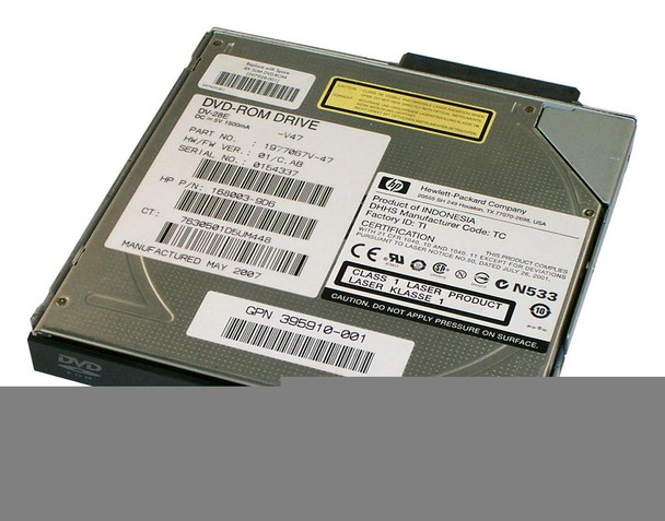Part No: 395910-001 - HP 8x/24x SlimLine IDE DVD-ROM Optical Drive for HP Proliant Servers