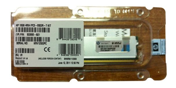 500207-071 - HP 16GB PC3-8500 DDR3-1066MHz ECC Registered CL7 240-Pin DIMM Quad Rank Memory Module