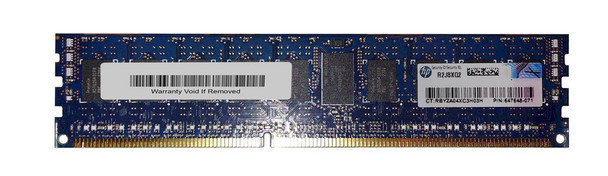 647648-071 - HP 4GB PC3-12800 DDR3-1600MHz ECC Registered CL11 240-Pin DIMM Single Rank Memory Module 647648-071 - HP 4GB PC3-12800 DDR3-1600MHz ECC Registered CL11 240-Pin DIMM Single Rank Memory Module