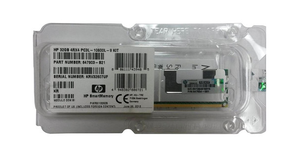 647903-B21 - HP 32GB PC3-10600 DDR3-1333MHz ECC Registered CL9 240-Pin Load Reduced DIMM 1.35V Low Voltage Quad Rank Memory Module