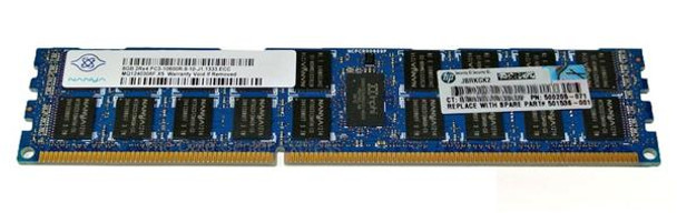 501536-001 - HP 8GB (1x8GB) 1333Mhz PC3-10600 Cl9 Dual Rank ECC Registered DDR3 SDRAM Dimm Memory for Proliant Server G6/g7 Series
