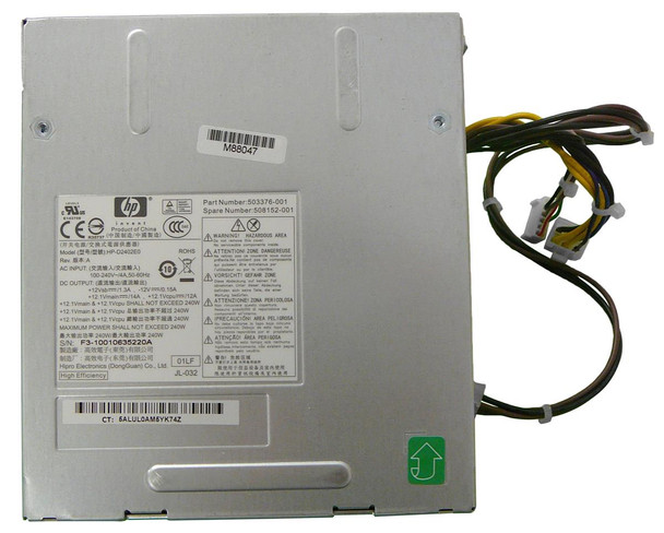 Part No: 503376-001 - HP 240-Watts Power Supply for 8000 8100 6000 System Part No: 503376-001 - HP 240-Watts Power Supply for 8000 8100 6000 System
