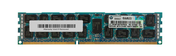 Part No: 647650-071 - HP 8GB (1x8GB) 1333Mhz PC3-10600 Cl9 Dual Rank ECC Registered Low Voltage DDR3 SDRAM Dimm Memory Kit for Proliant Server G8 Ser