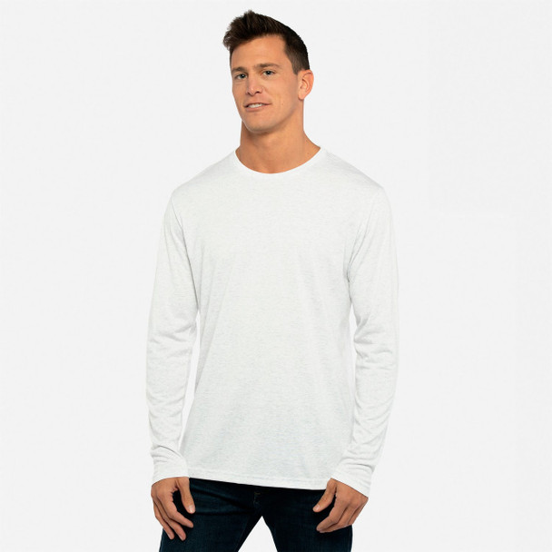 Next Level  6071 Men's Triblend Long-Sleeve Crewneck Shirt | Heather White