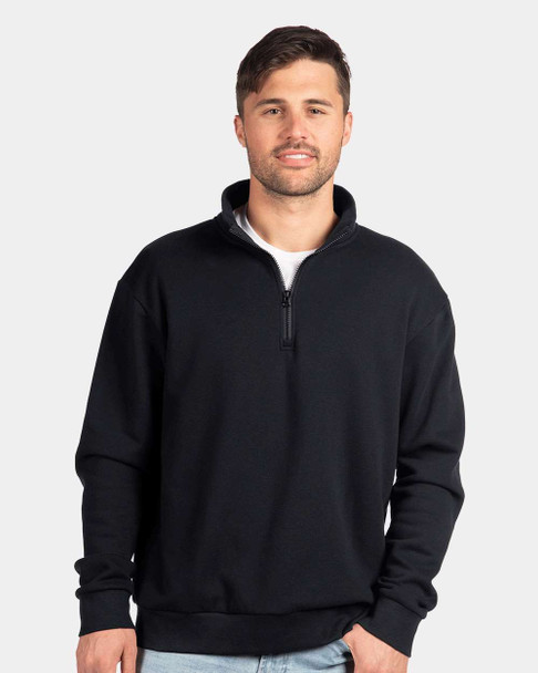 Next Level 9643 Unisex Fleece Quarter-Zip Sweater | Black