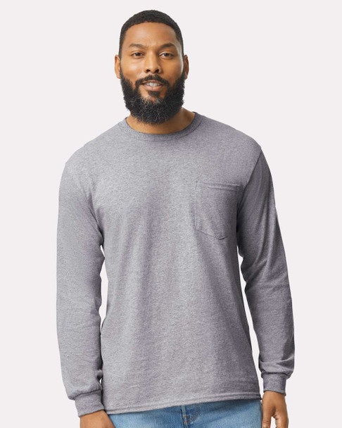 Gildan 2410 Ultra Cotton® Long Sleeve Pocket T-shirt | Sport Grey