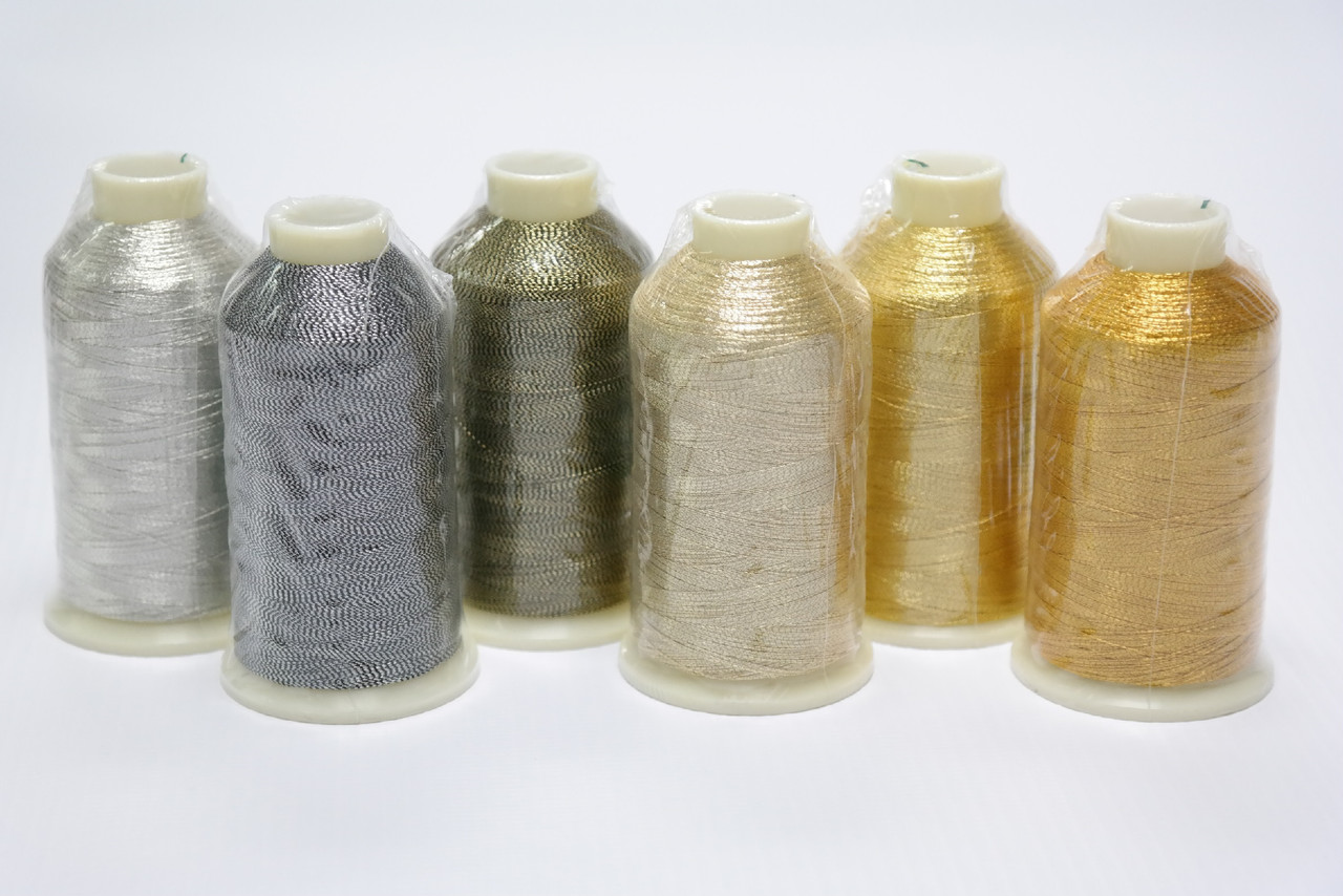 Tysew Gold/Silvers Emb. Sewing Machine Thread Set 6x1000M