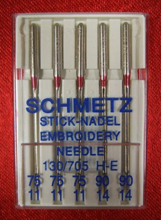 Schmetz Embroidery Needles Assorted Sizes 75-90