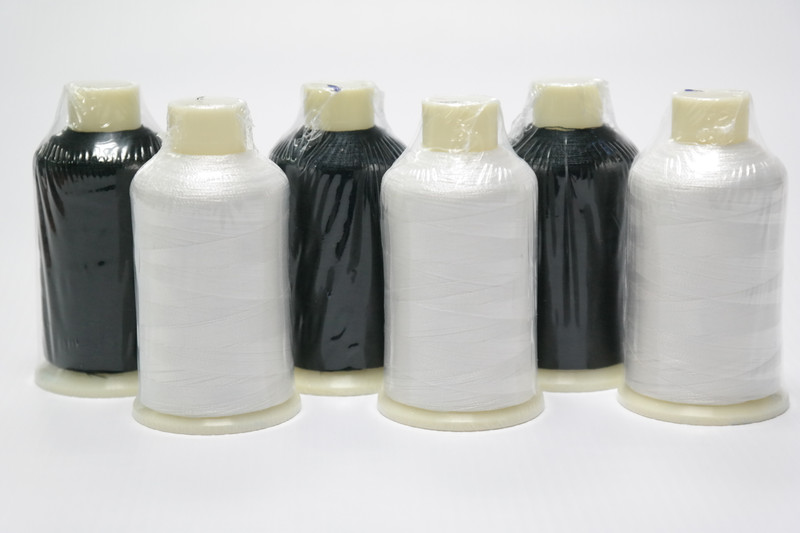 Tysew Black/White Emb. Sewing Machine Thread Set 6x1000M
