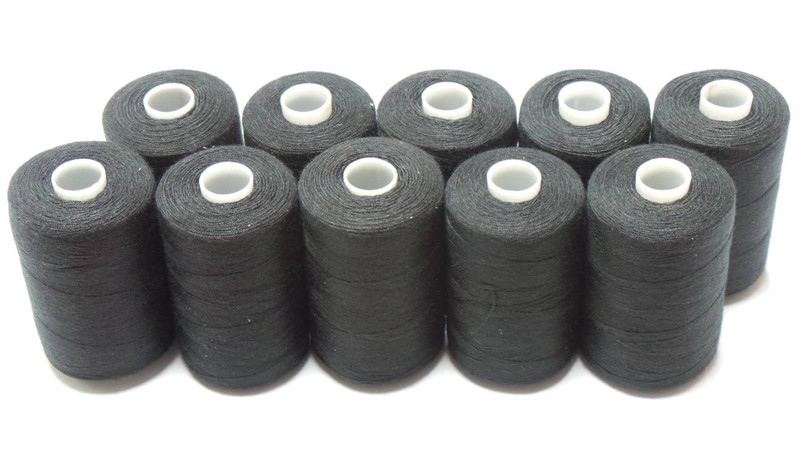 Tysew Black Sewing Machine Polyester Thread 10 x 1000M