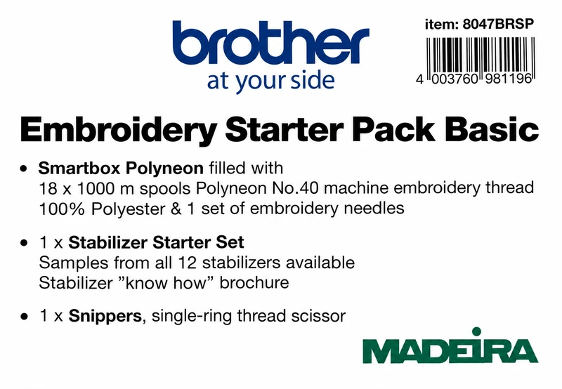 Brother Embroidery Thread & Stabilizer Starter Pack Kit Basic