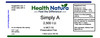 Simply A 2,500 I.U. Vitamin A supplement label in an MCT oil base. Simply A 2,500 I.U. Vitamin A supplement label in an MCT oil base.