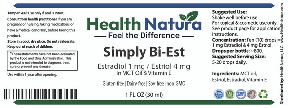 Simply Bi-Est Oil Product Label.