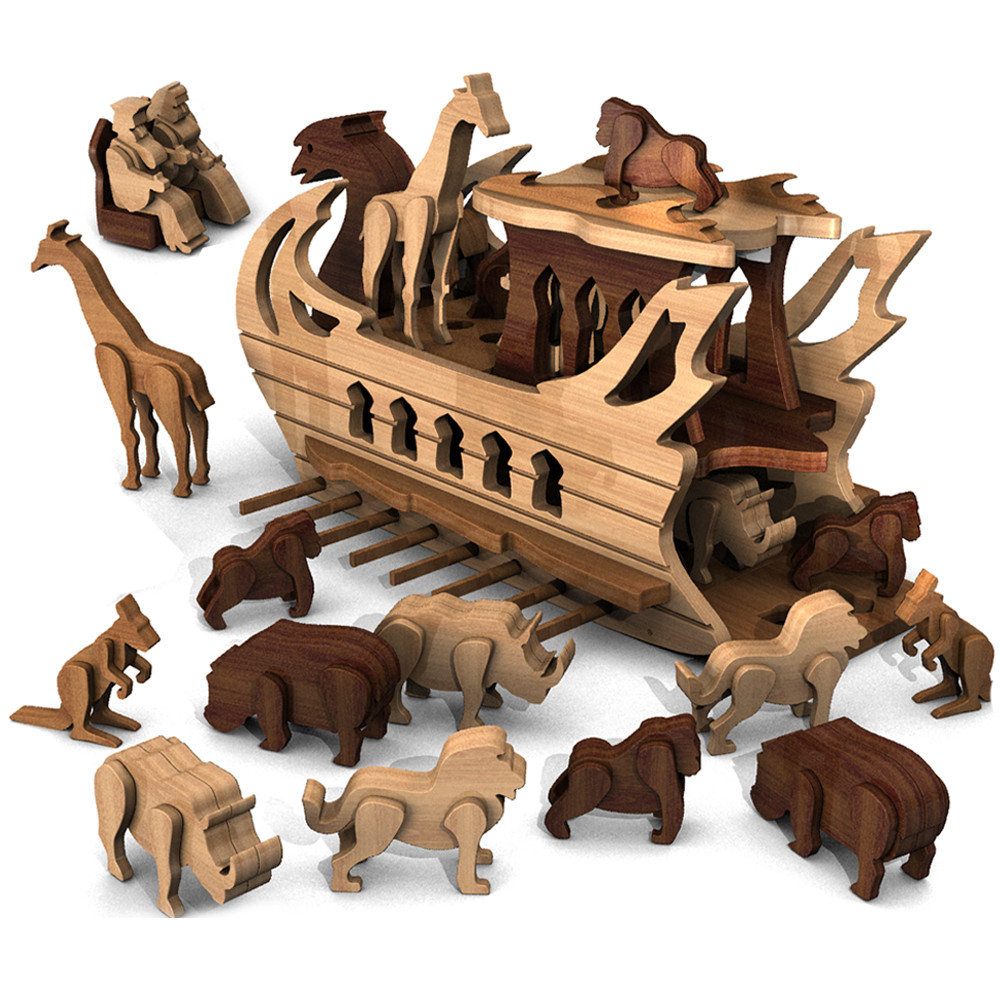 Ancient Persia Zoo Galley Ship with King & Animals Wood Toy Plans
