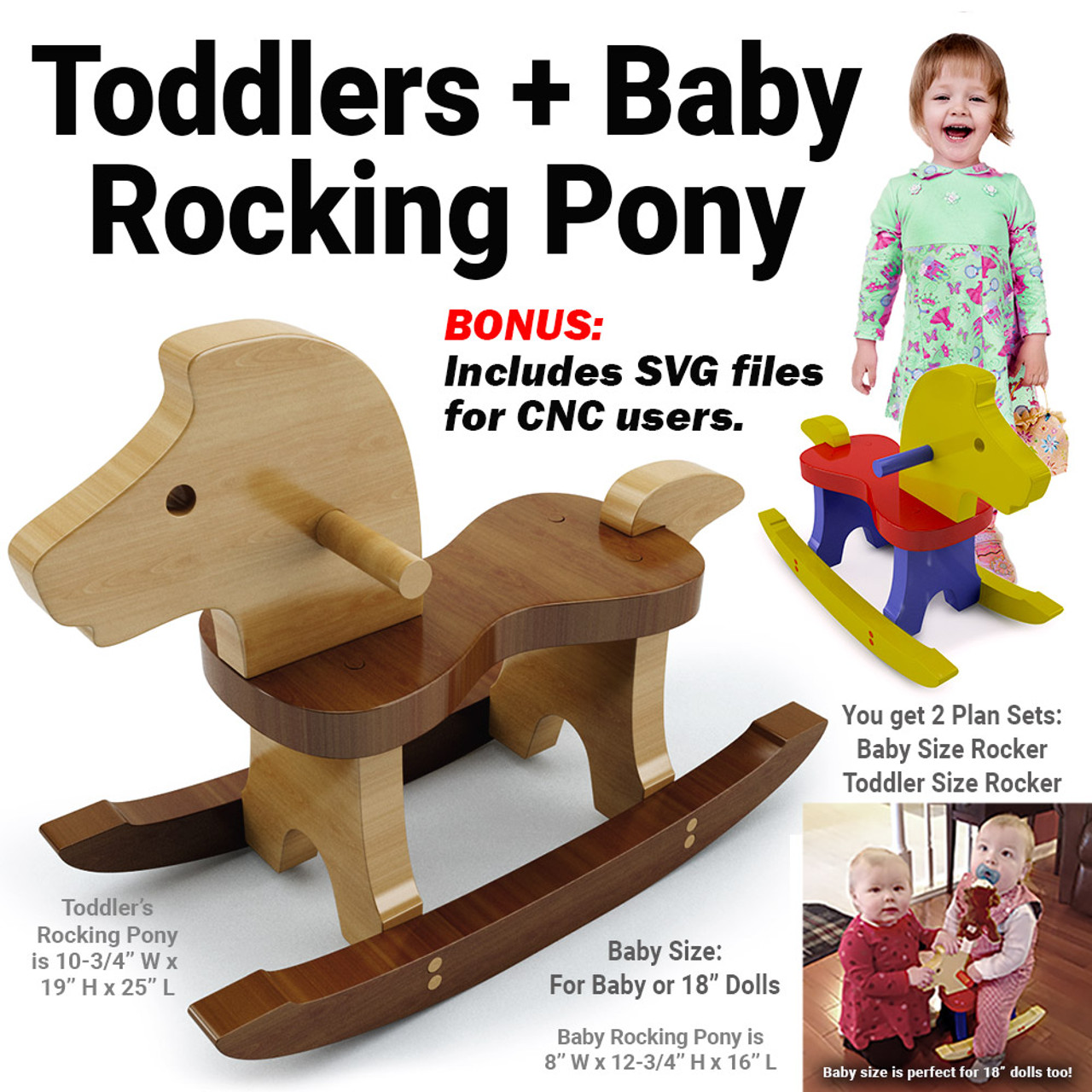 Baby Rocking Pony + Toddler's Rocking Pony Wood Toy Plans