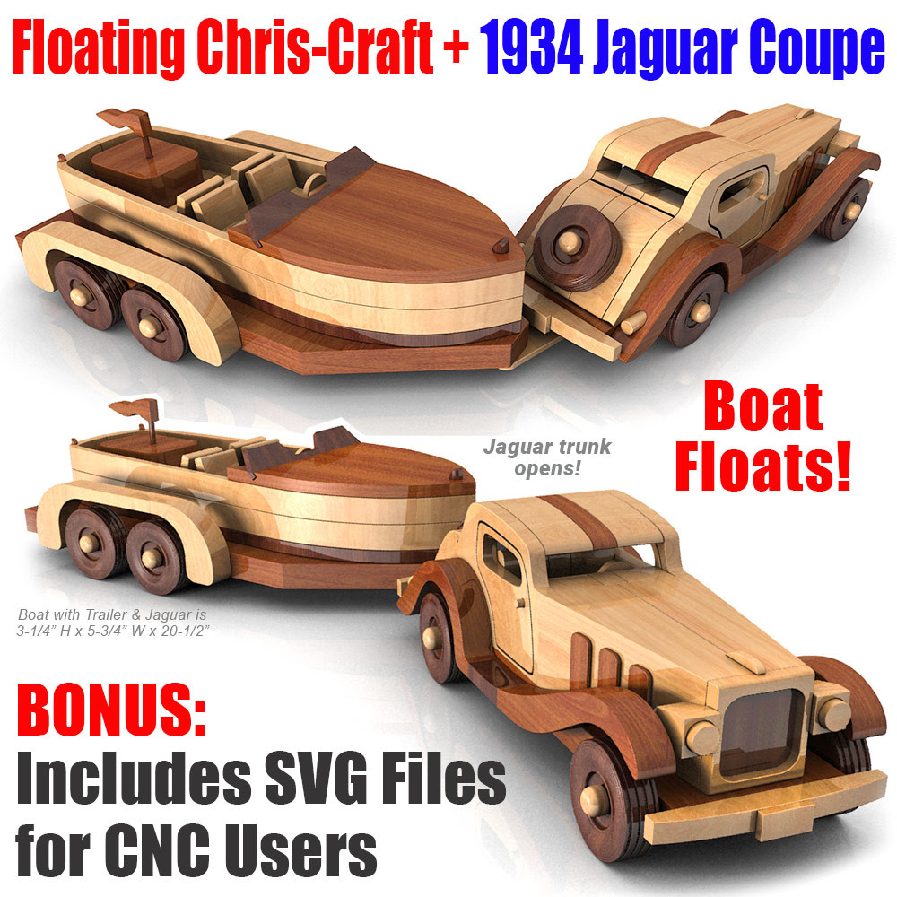 Floating Chris-Craft and 1934 Jaguar Coupe Wood Toy Plans
