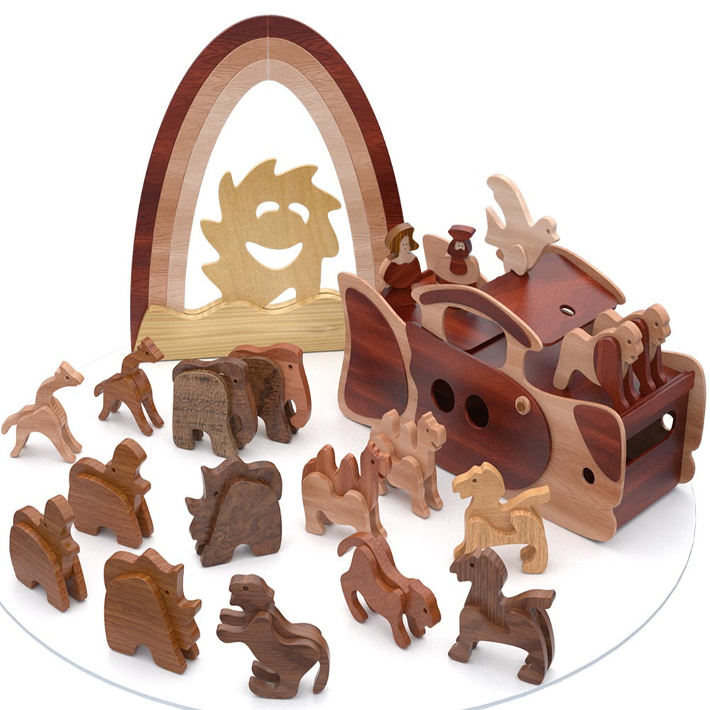 Grandpa Noah's Happy Rainbow Ark & Animals Wood Toy Plans