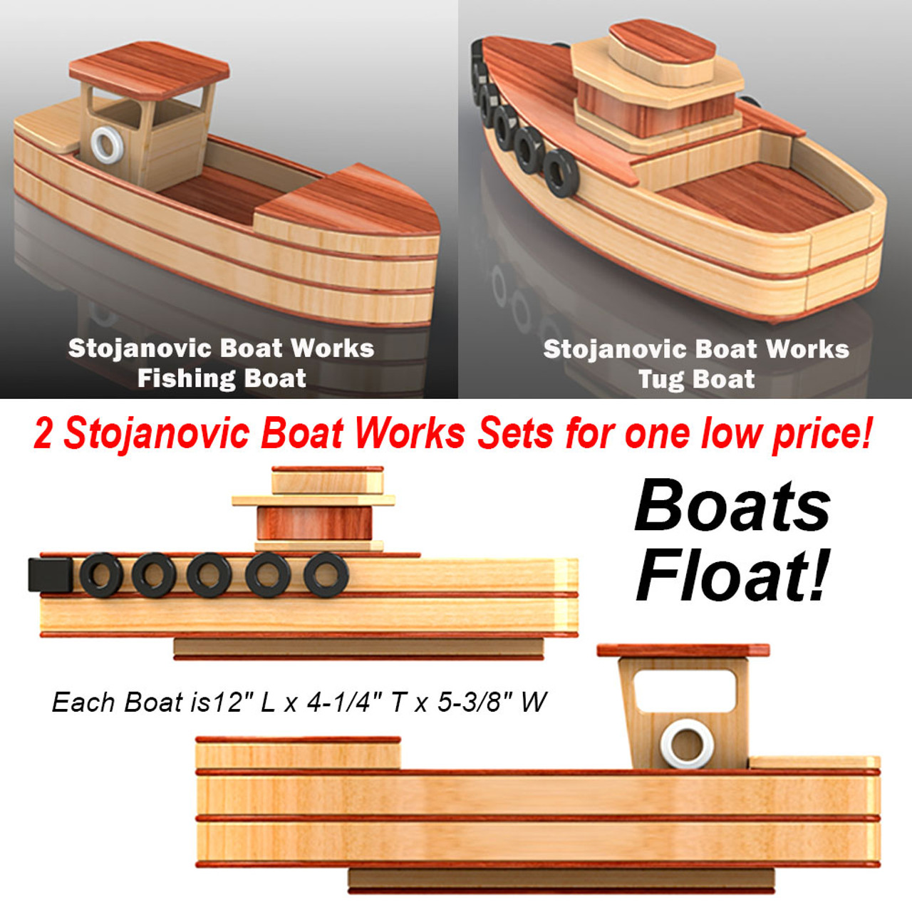 Stojanovic Fishing Boat + Tug Boat Wood Toy Plans (2 PDF Downloads)