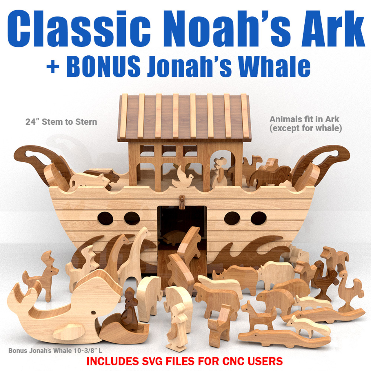 Classic Noah's Ark + BONUS Jonah's Whale (PDF Download + SVG