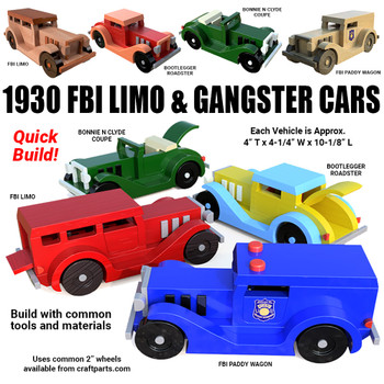 1930 FBI Limo & Gangster Cars (4 PDF Downloads) Wood Toy Plans
