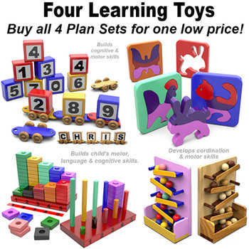 Learning Toys - Alphabet Train - Puzzle Pals - Learn Your Numbers - Marble Drop - (4 PDF Downloads) Wood Toy Plans