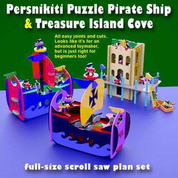 Persnikiti Puzzle Pirate Ship & Treasure Island Cove (PDF Download) Wood Toy Plans