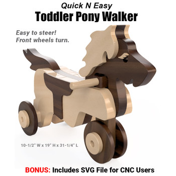 Quick N Easy Toddler Pony Walker (PDF Download + SVG File) Wood Toy Plans