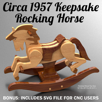 Circa 1957 Keepsake Rocking Horse Wood Toy Plans (PDF Download + SVG File)