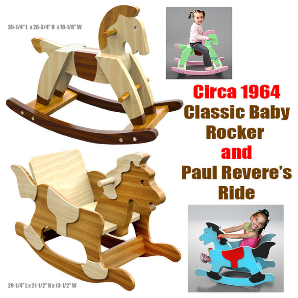 Circa 1964 Classic Baby Rocker + 1790 Rocking Horse Paul Revere's Ride (2 PDF Downloads) Wood Toy Plans