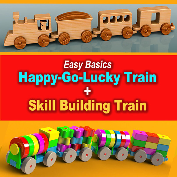 Easy Basics Skill Building Puzzle Train + Happy-Go-Lucky Train (2 PDF Downloads) Wood Toy Plans