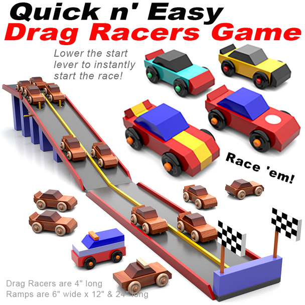 Quick & Easy Drag Racers Game (PDF Download) Wood Toy Plans