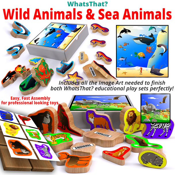 WhatsThat? Wild Animals + Sea Animals (2 PDF Downloads) Wood Toy Plans