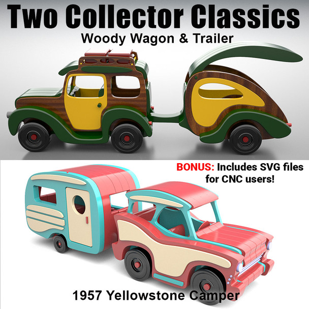 Woody Wagon & Trailer + 1957 Yellowstone Camper (2 PDF Downloads + SVG Files) Wood Toy Plans