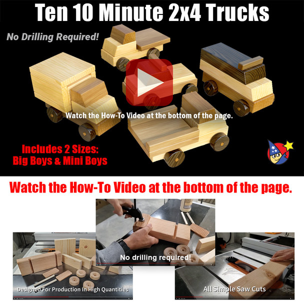 Ten 10 Minute 2x4 Trucks Wood Toy Plans (PDF Download) Ten 10 Minute 2x4 Trucks Wood Toy Plans (PDF Download)