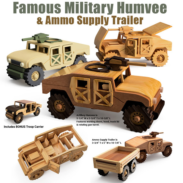 Famous Iraq Military Artillery Humvee & Ammo Trailer (2 PDF Downloads) Wood Toy Plans