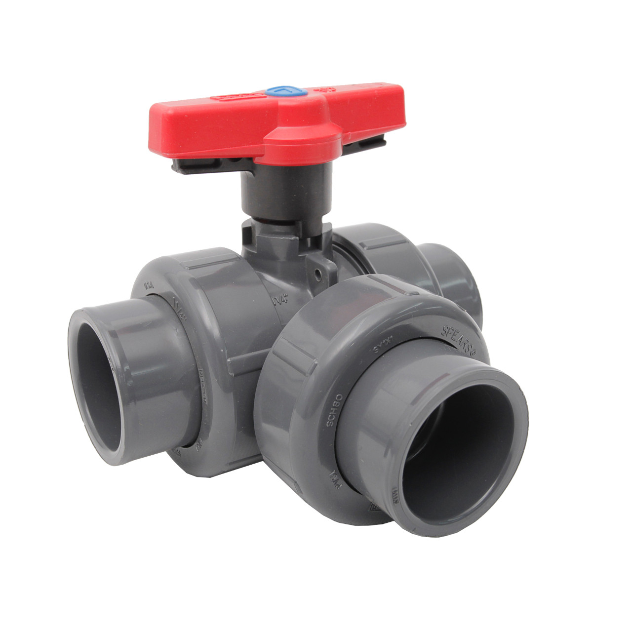 Sch80 PVC TU 2000 Industrial Ball Valve Horizontal Diverter L Port SOC EPDM Sch80 PVC TU 2000 Industrial Ball Valve Horizontal Diverter L Port SOC EPDM
