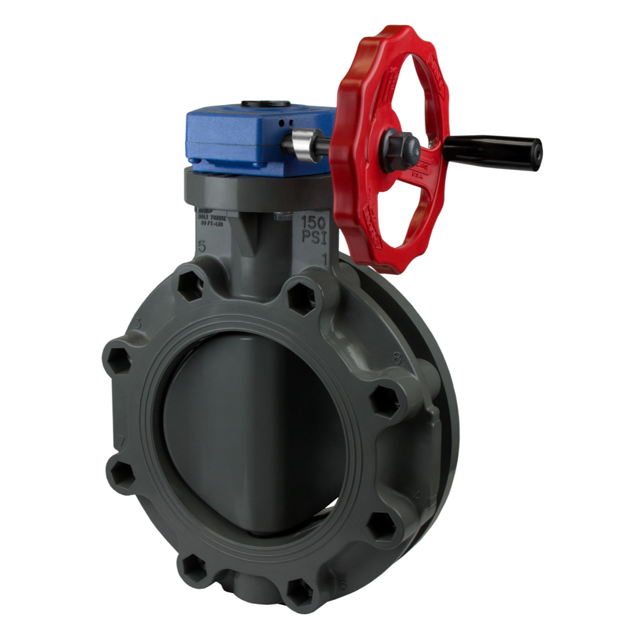 Sch80 PVC Butterfly Valve ANSI 150 Gear Operator - FKM