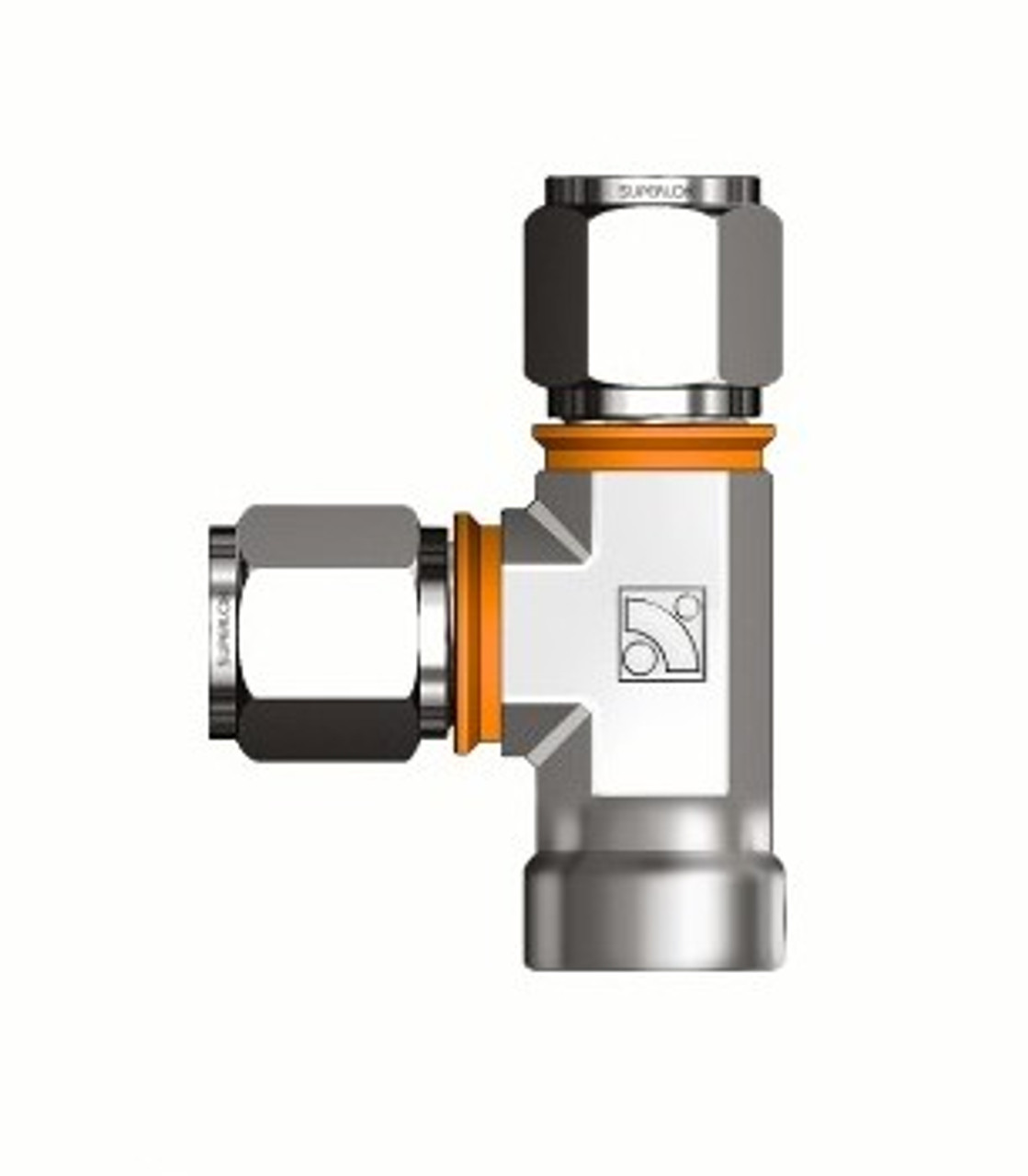 VIS-LOK Union Female Run Tee 316 Stainless Steel - Metric Tube x BSPT