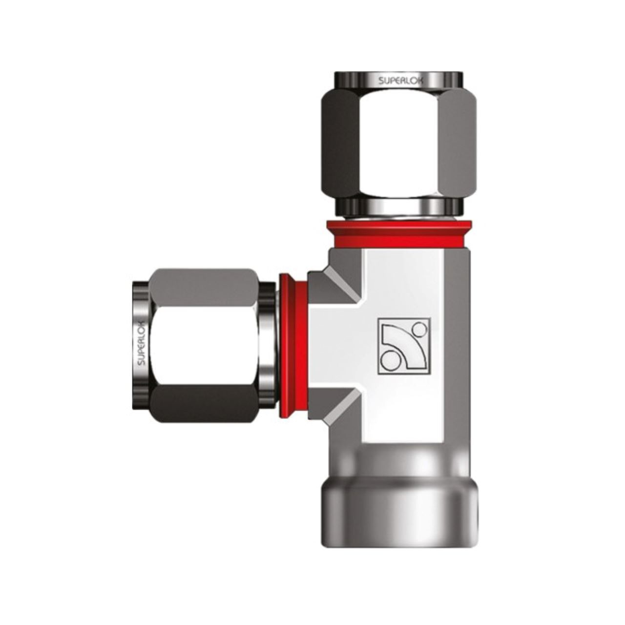 VIS-LOK Union Female Run Tee 316 Stainless Steel - Imperial Tube x BSPT VIS-LOK Union Female Run Tee 316 Stainless Steel - Imperial Tube x BSPT