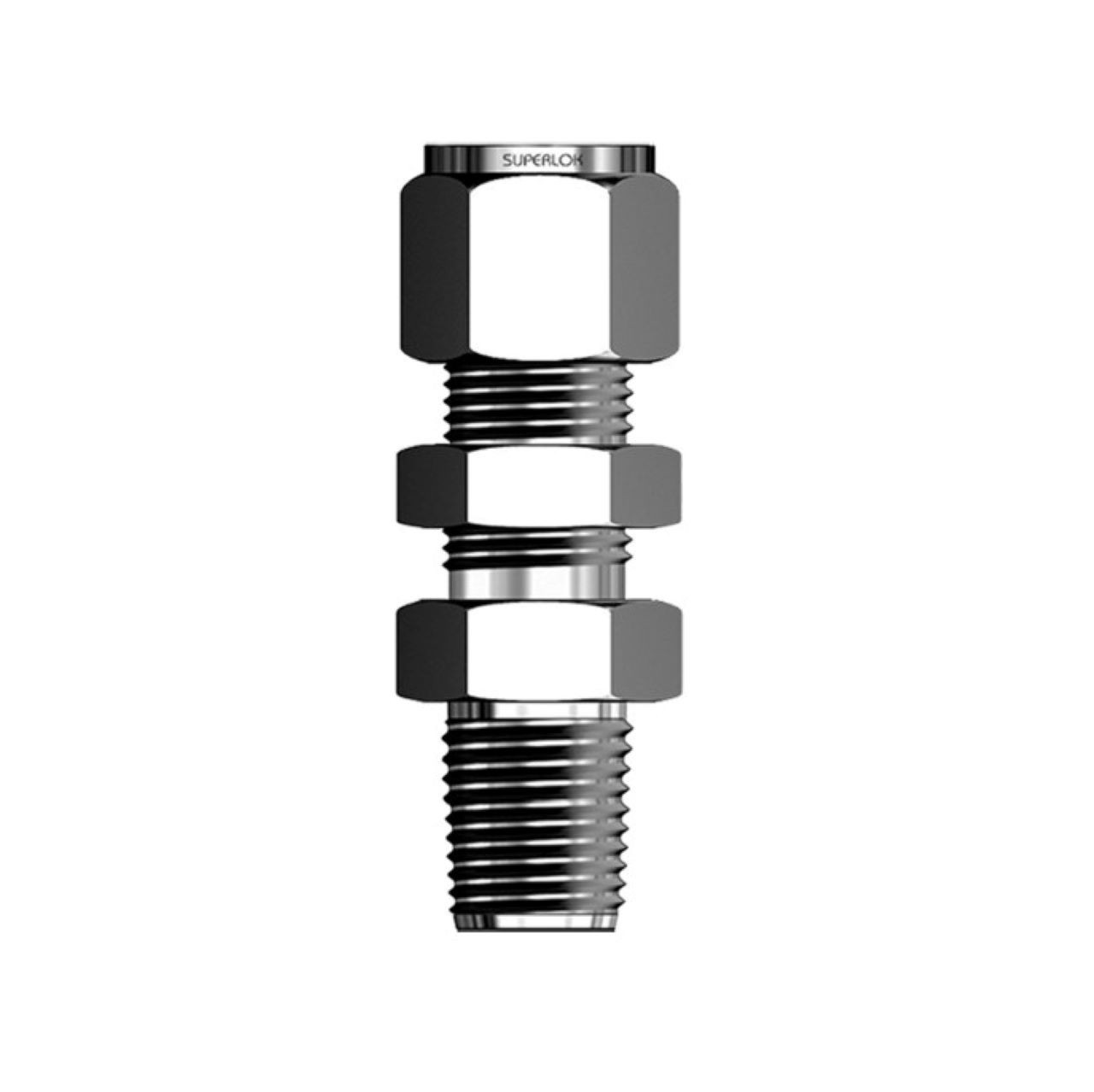 VIS-LOK Bulkhead Male Connector 316 Stainless Steel - Imperial Tube x BSPT VIS-LOK Bulkhead Male Connector 316 Stainless Steel - Imperial Tube x BSPT