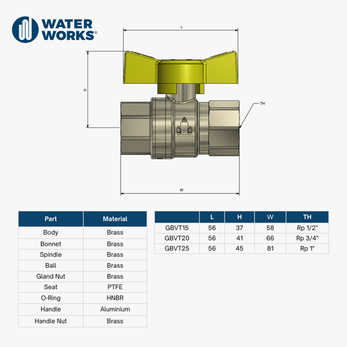 Gas Approved Brass Ball Valve T-Handle