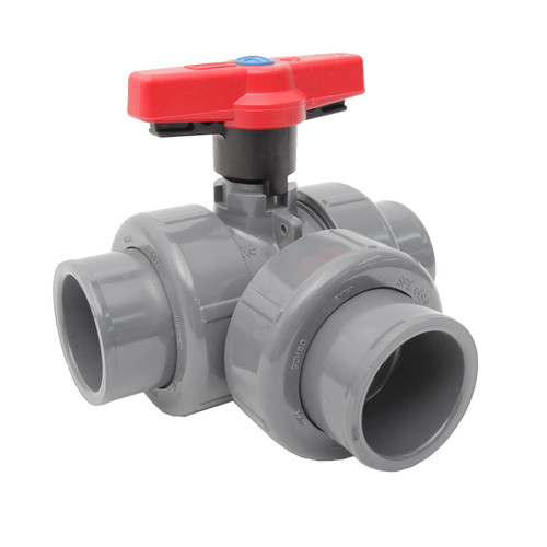 Sch80 CPVC True Union 2000 Industrial Ball Valve Horizontal Diverter T Port SOC EPDM Sch80 CPVC True Union 2000 Industrial Ball Valve Horizontal Diverter T Port SOC EPDM